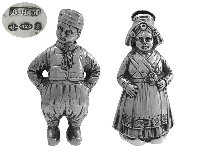 Pair of Dutch Boy&Girl Pepper Pots 1922